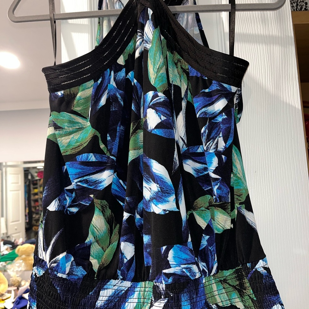 White House Black Market Black and Blue Halter Top